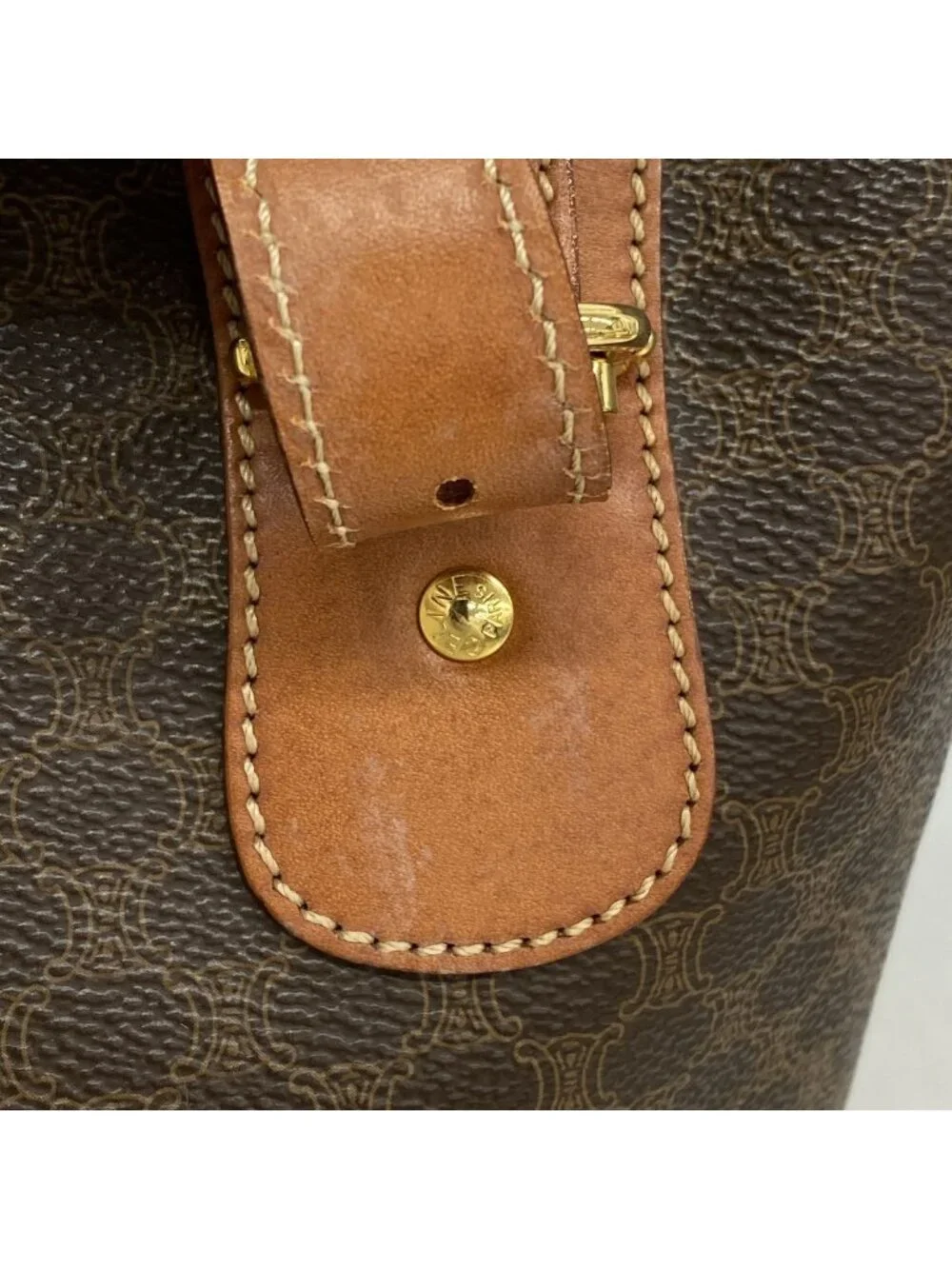 Celine Tote Bag Macadam Brown Gold